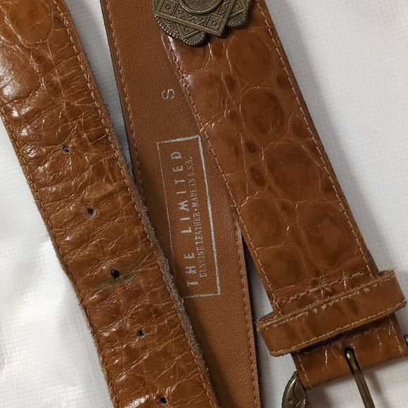 The Limited Vintage Brown Leather and Brass Belt Made in USA Size Small - Picture 14 of 16